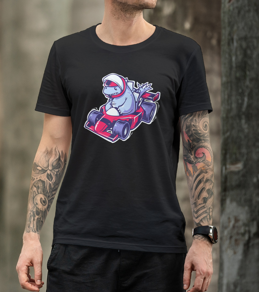 Fossil Fueled Dino Racing In Red Kart T-Shirt