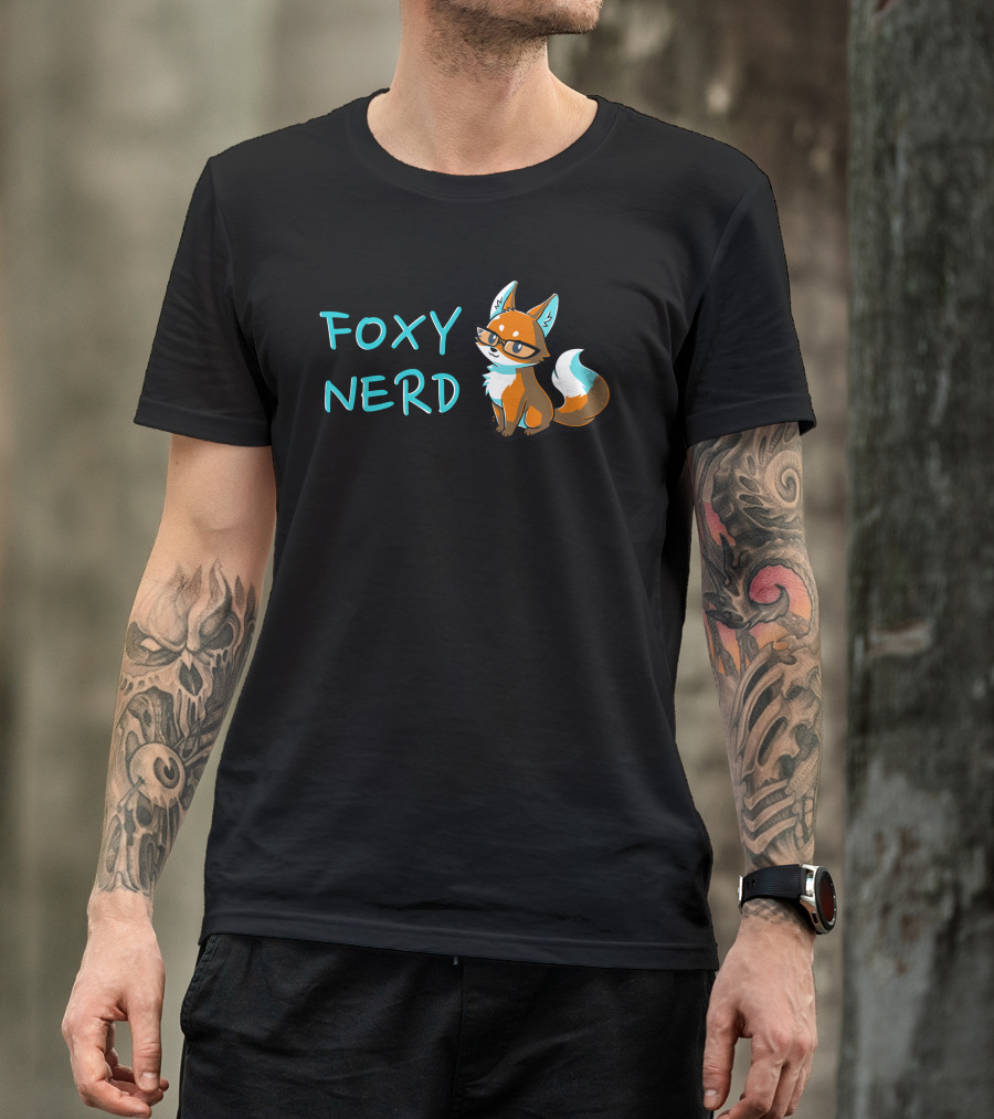 FOXY NERD Glasses Wearing Cartoon Fox Retro Look T-Shirt