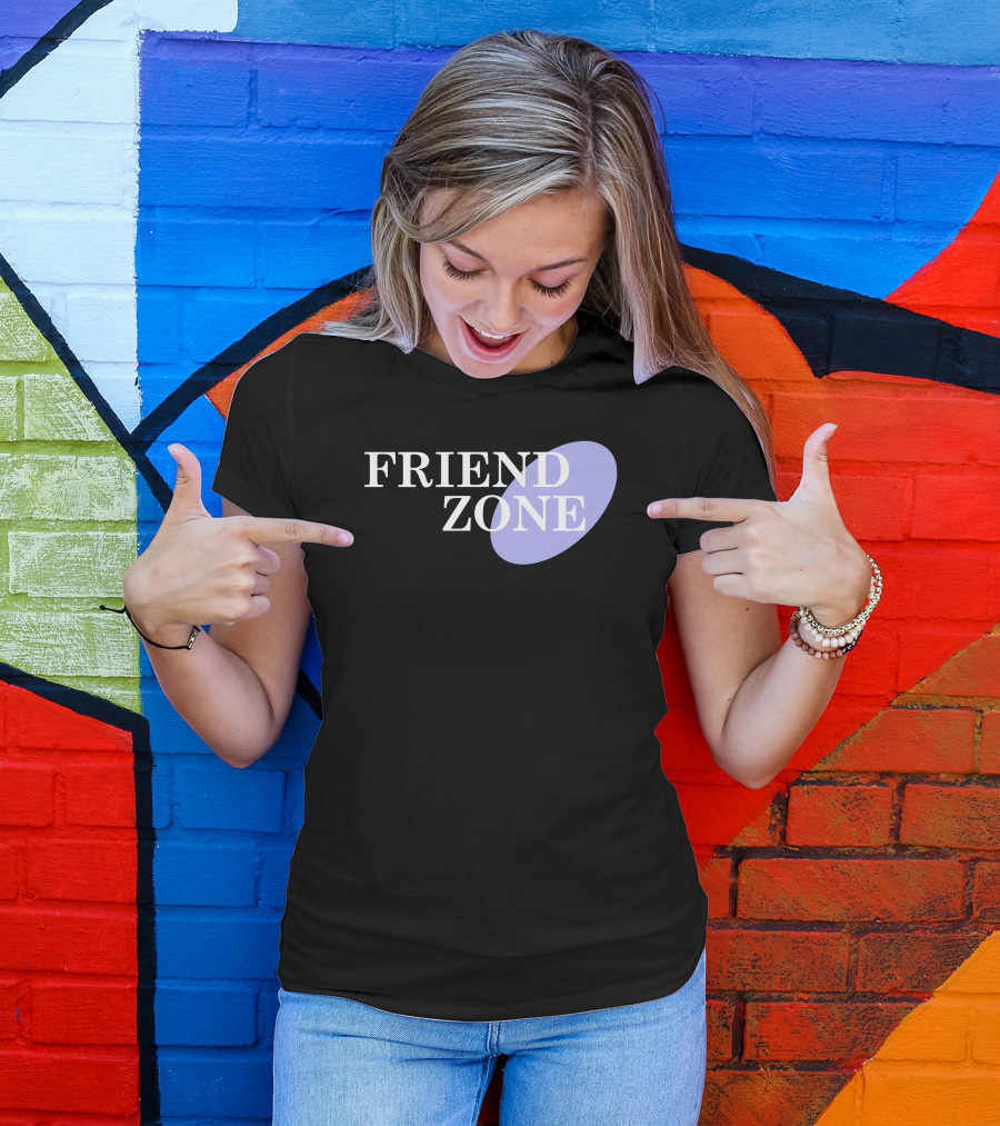 Friend Zone White Text On Black With Light Purple Accent T-Shirt