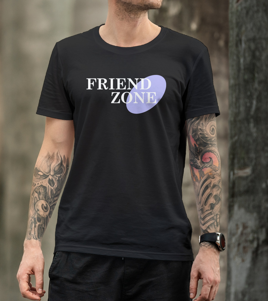 Friend Zone White Text On Black With Light Purple Accent T-Shirt