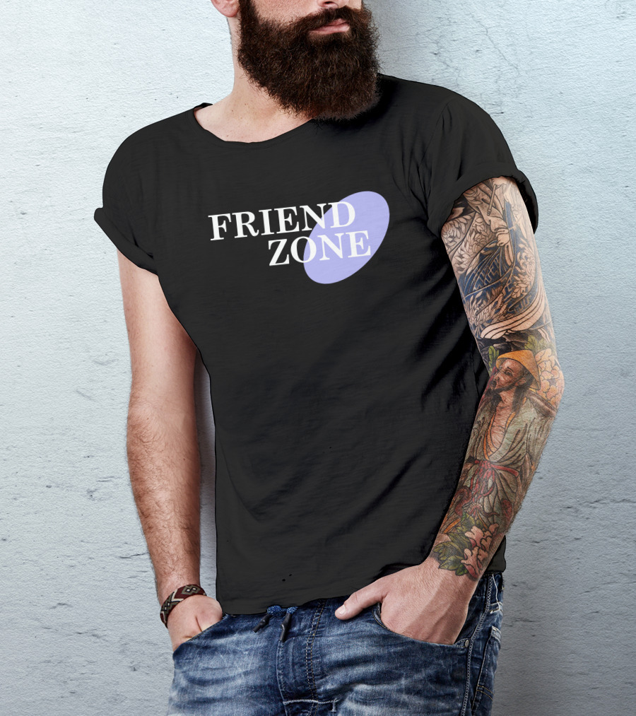 Friend Zone White Text On Black With Light Purple Accent T-Shirt