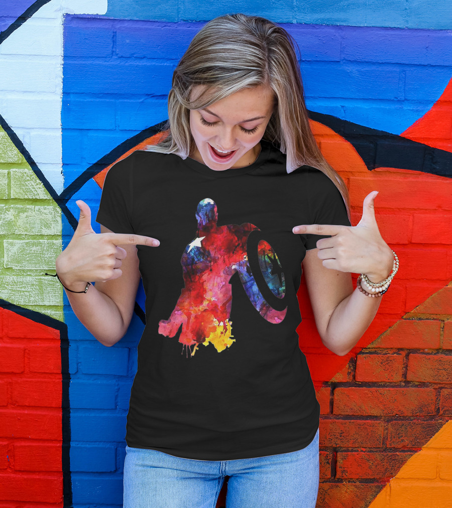 Full Color Hero Silhouette Shield T-Shirt