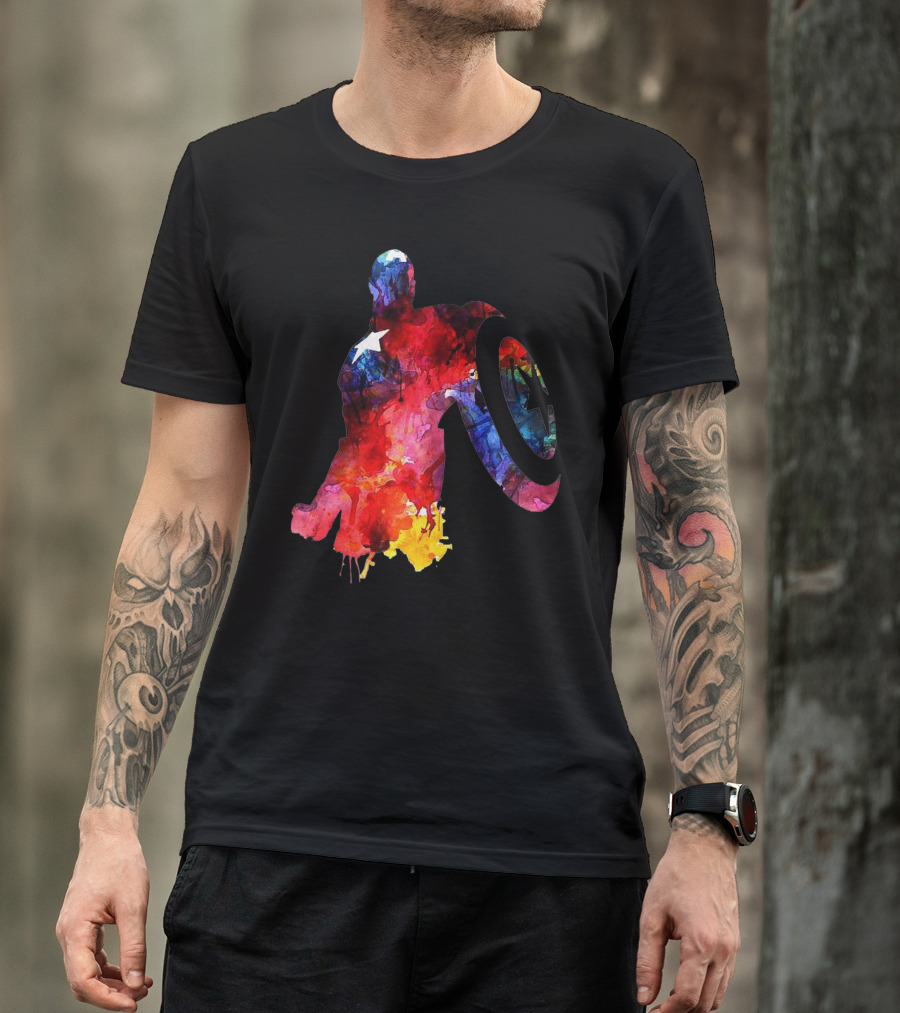 Full Color Hero Silhouette Shield T-Shirt