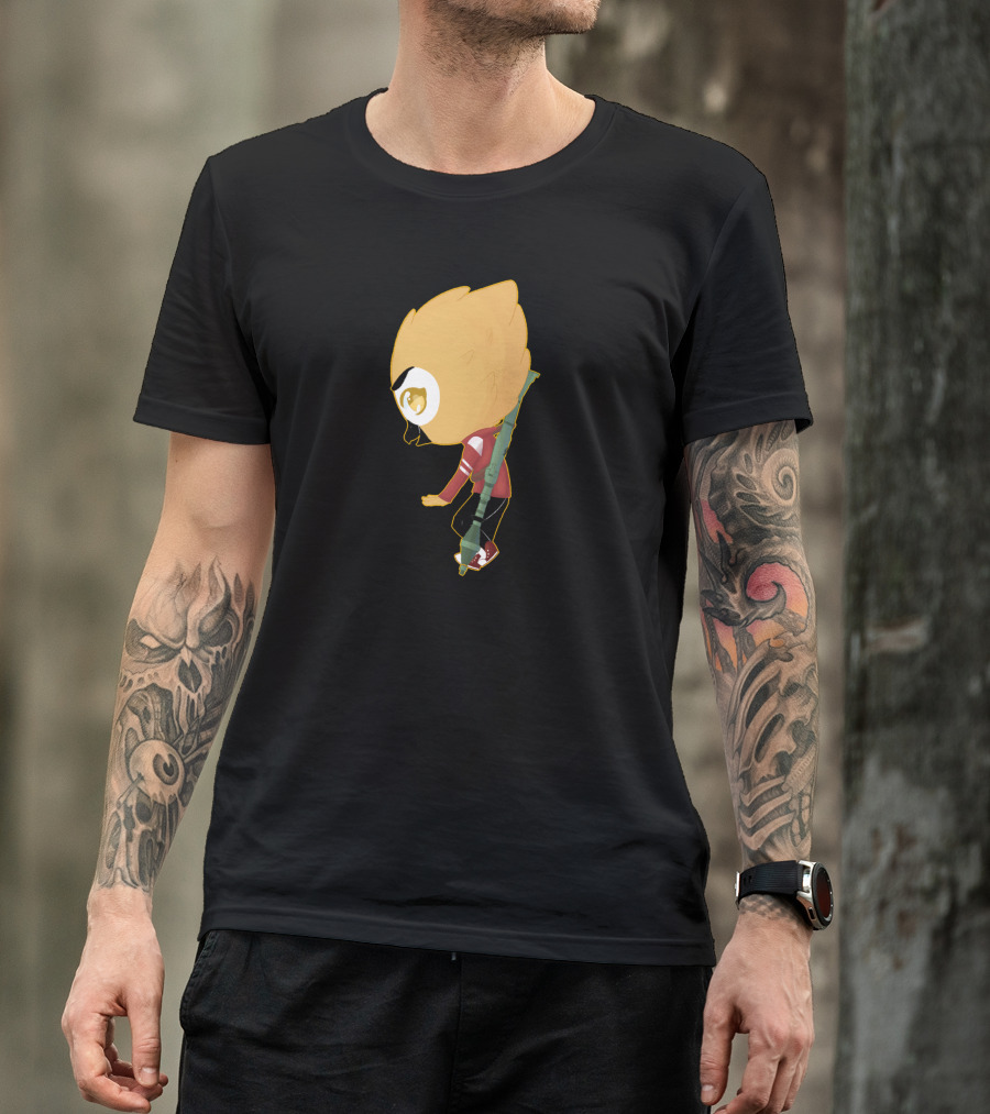 Funny Black Gaming Bird Character With Weapon T-Shirt