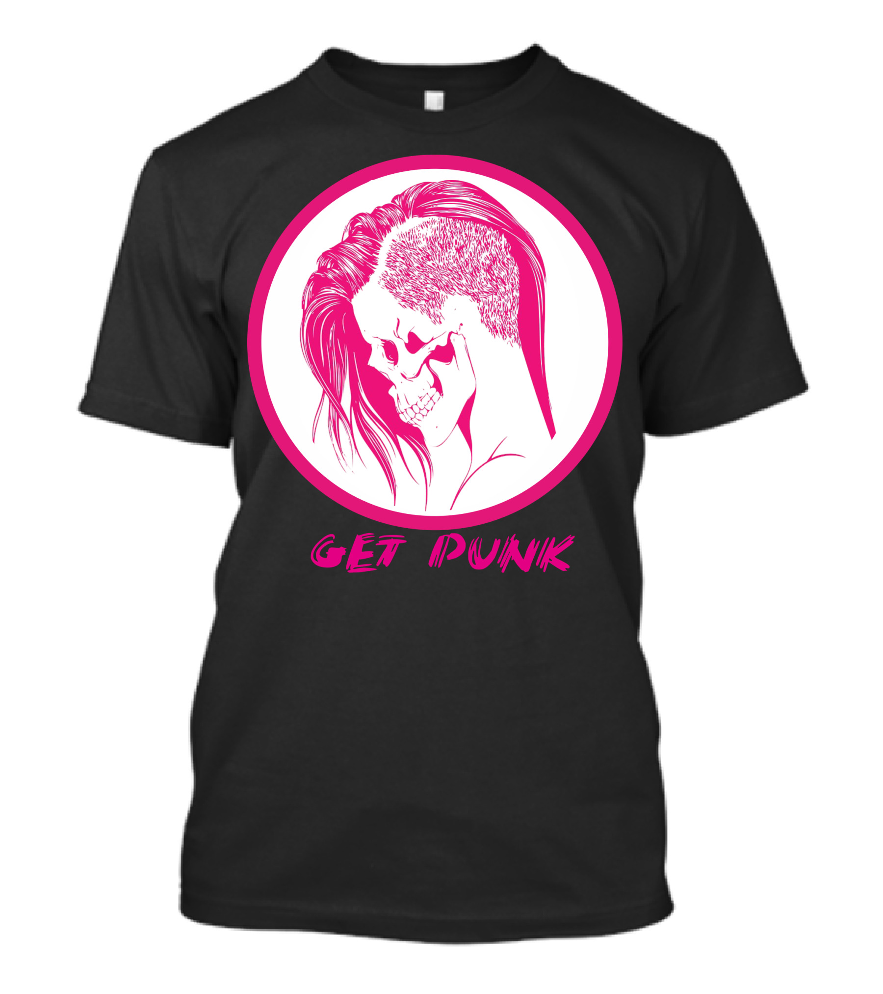GET PUNK Skull With Half-Shaved Hairstyle T-Shirt