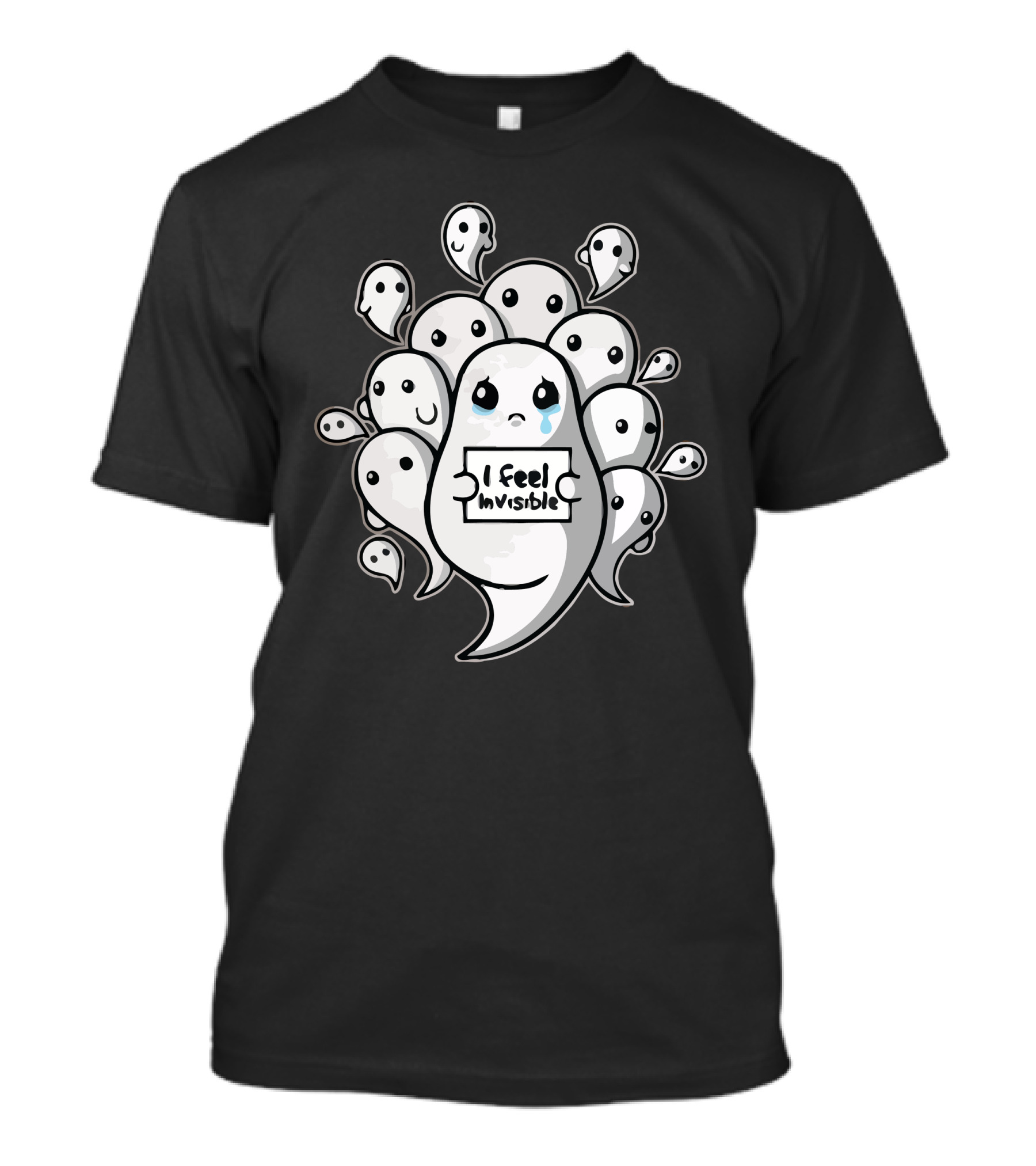 I Feel Invisible Ghost Problems Kawaii Sad Ghosts T-Shirt