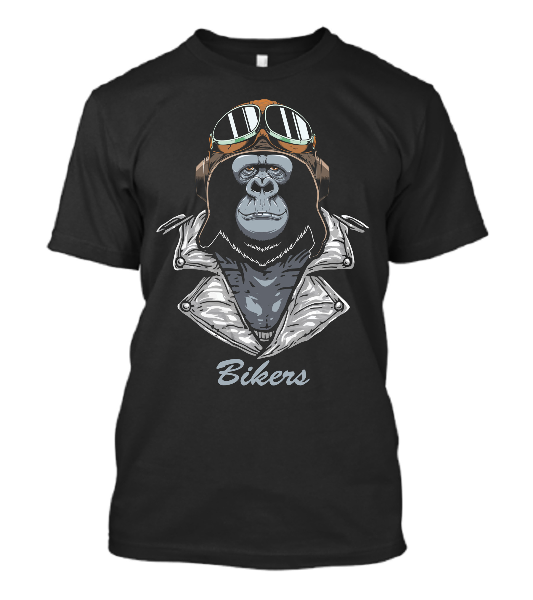 Bikers Gorilla With Aviator Goggles And Leather Jacket T-Shirt