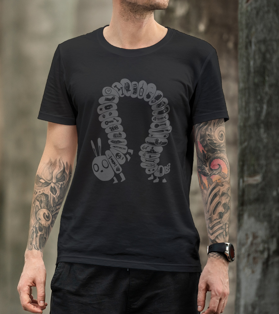 Greedy Caterpillar Curious Adventure Icons T-Shirt