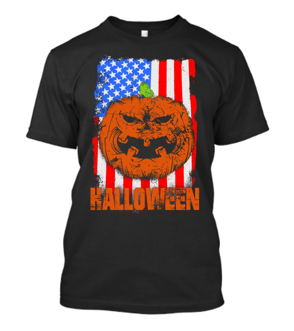 Halloween Pumpkin American Flag Halloween T-Shirt