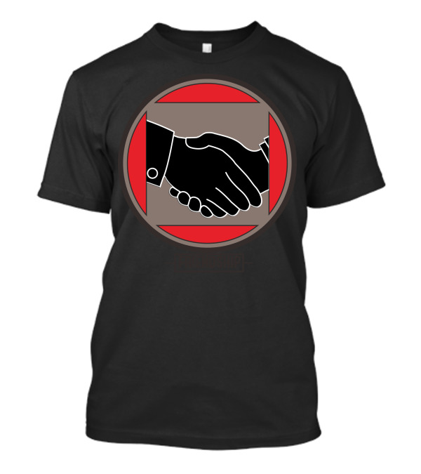 Friendship Hand Shake Symbol In Red And Black T-Shirt