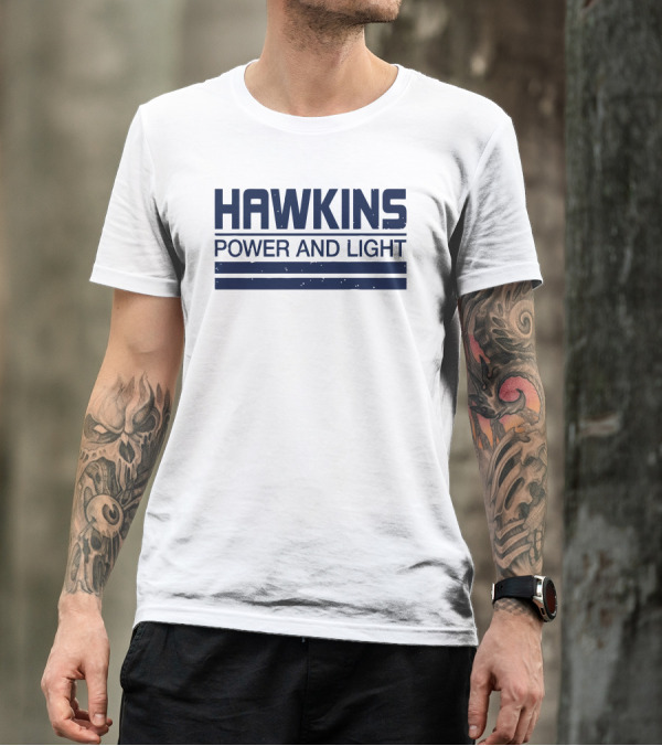 Hawkins Power And Light Stranger Things Retro T-Shirt