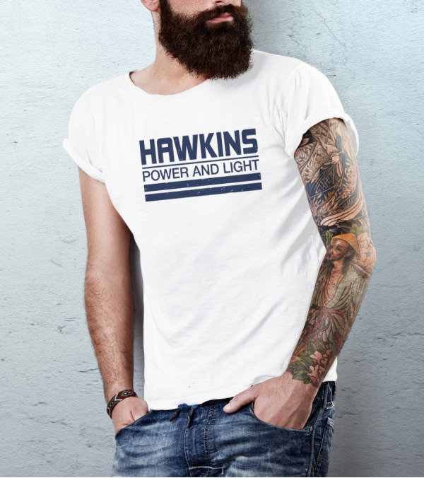 Hawkins Power And Light Stranger Things Retro T-Shirt