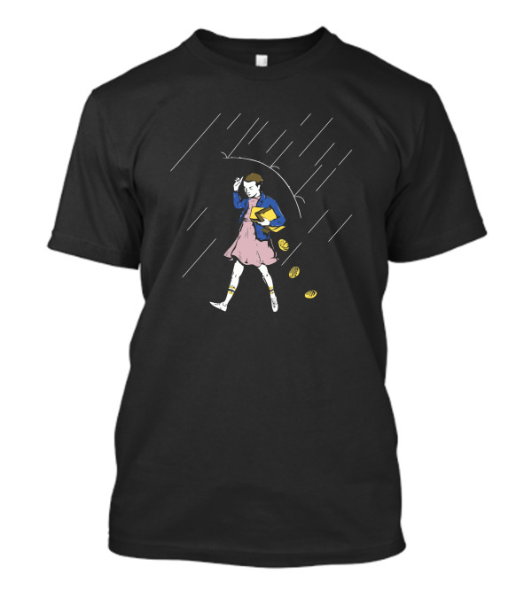 Stranger Things Eleven Hawkins Waffles Walking In The Rain T-Shirt