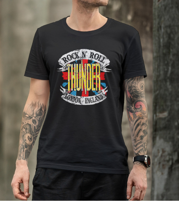 Rock N' Roll Thunder London England Union Jack T-Shirt