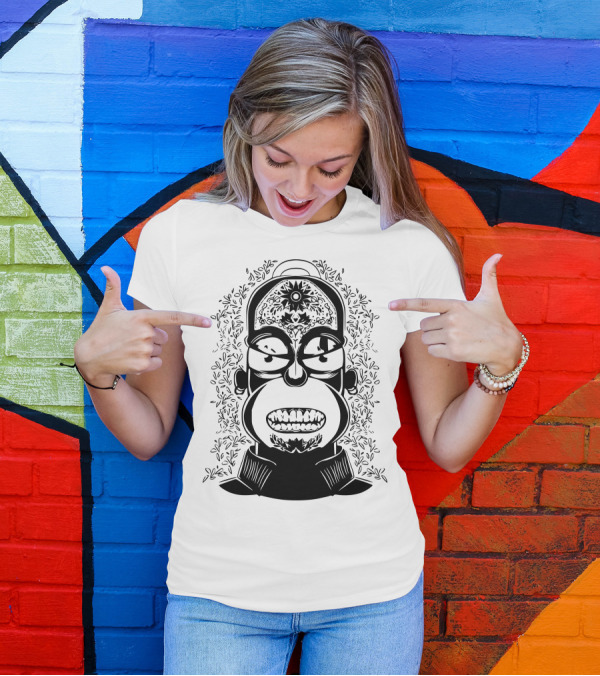 Homer Simpson Day Of The Dead Style Black T-Shirt