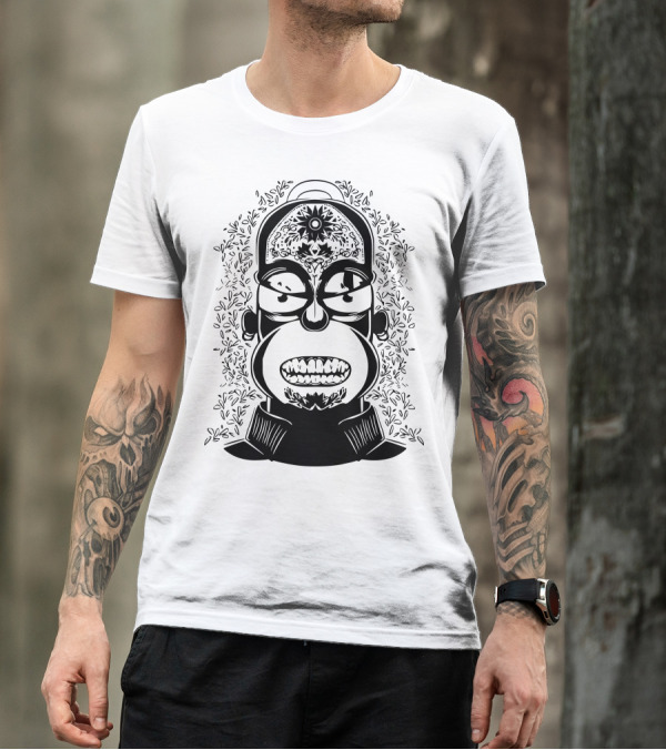 Homer Simpson Day Of The Dead Style Black T-Shirt