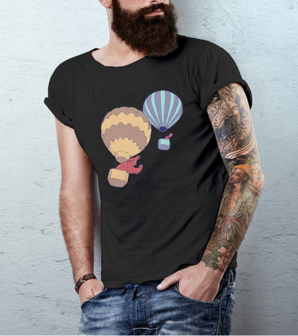 Hot Bear In Colorful Balloons Adventure T-Shirt