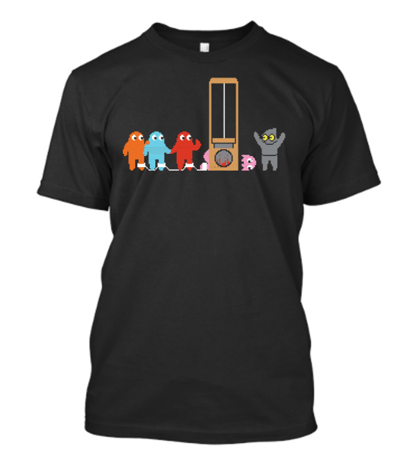 Pac-Man Ghosts Guillotine Execution Retro Parody Scene T-Shirt