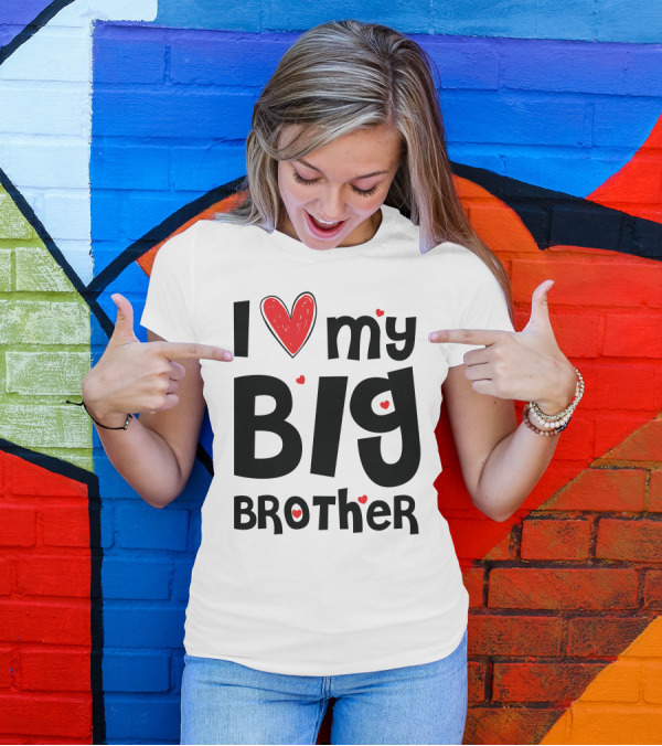 I Love My Big Brother Heart Accents T-Shirt