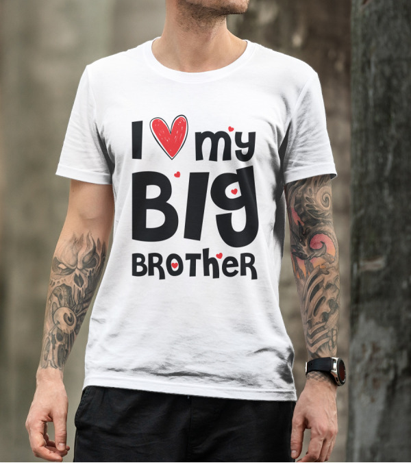 I Love My Big Brother Heart Accents T-Shirt