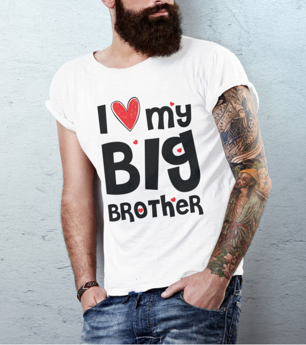 I Love My Big Brother Heart Accents T-Shirt