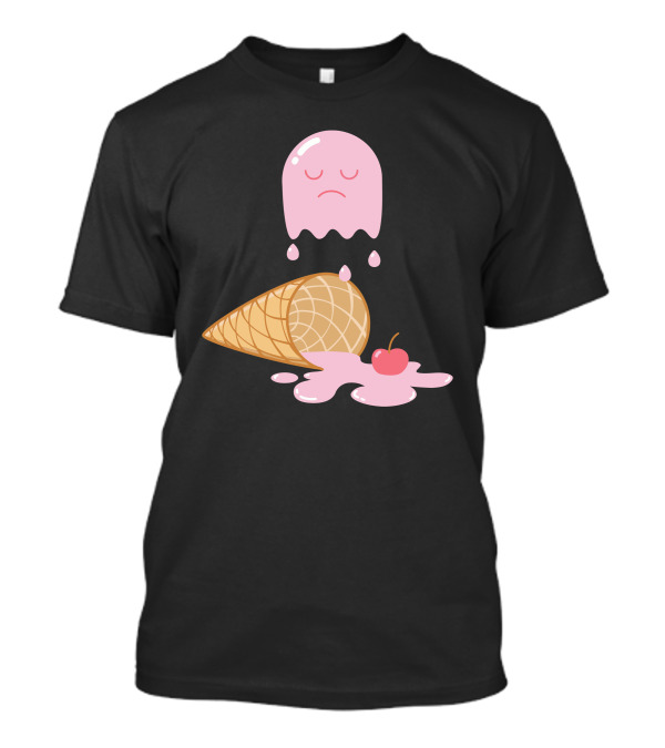 Ice Cream Ghost Sad Melted Cone With Cherry T-Shirt