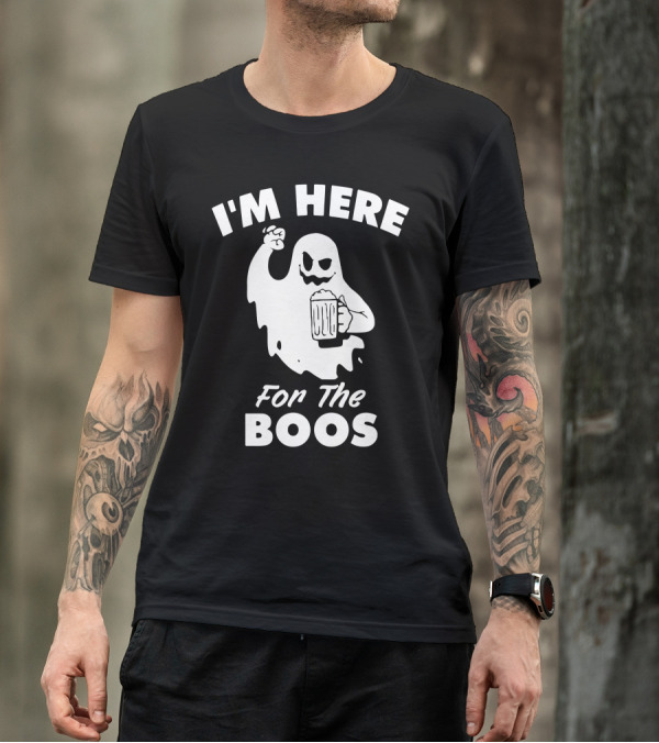 I'm Here For The Boos Ghost With Beer T-Shirt