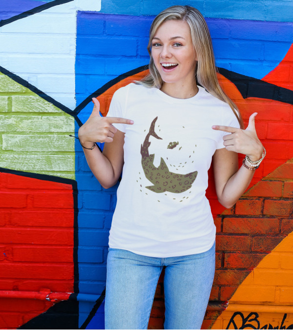 Jaguar Shark Illustration With Leopard Pattern In Swirling Motion T-Shirt