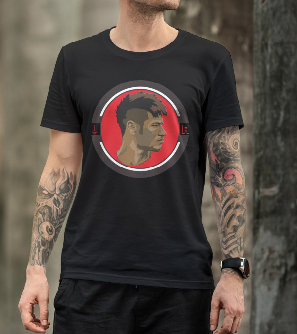 Jr Neymar Profile Graphic On Red Circle T-Shirt
