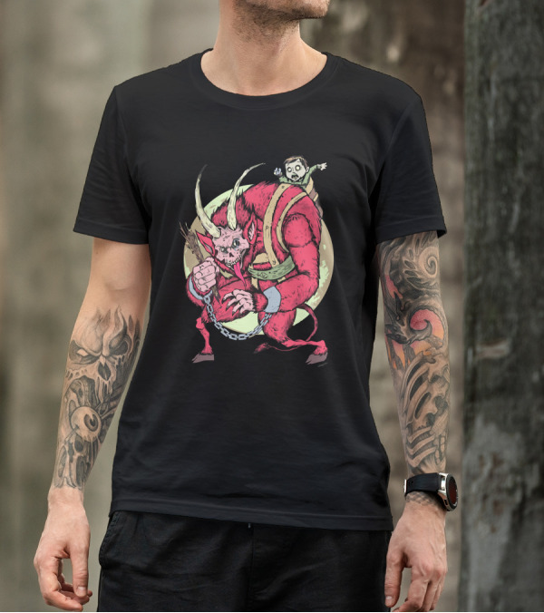 Krampus Blood Red Moon Halloween Creature Chain T-Shirt