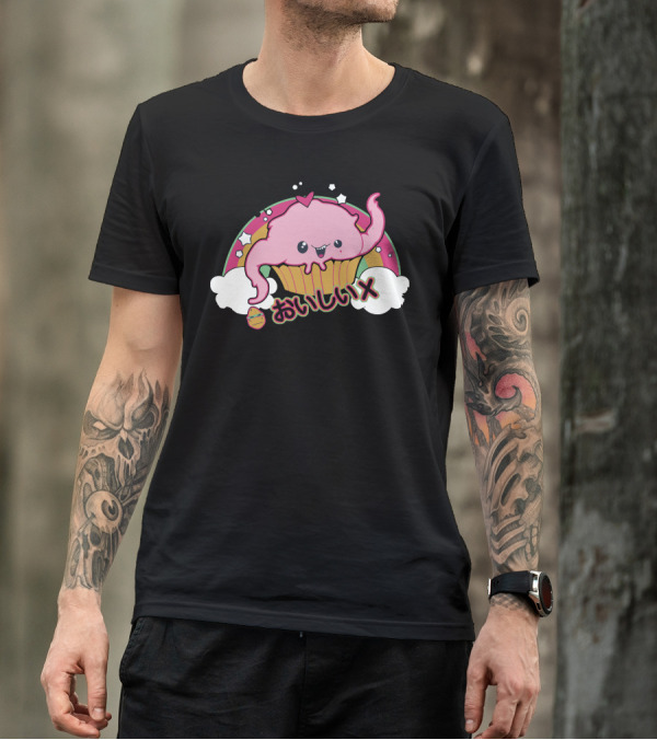 Krangcakes Pink Monster Cupcake With Stars And Clouds T-Shirt