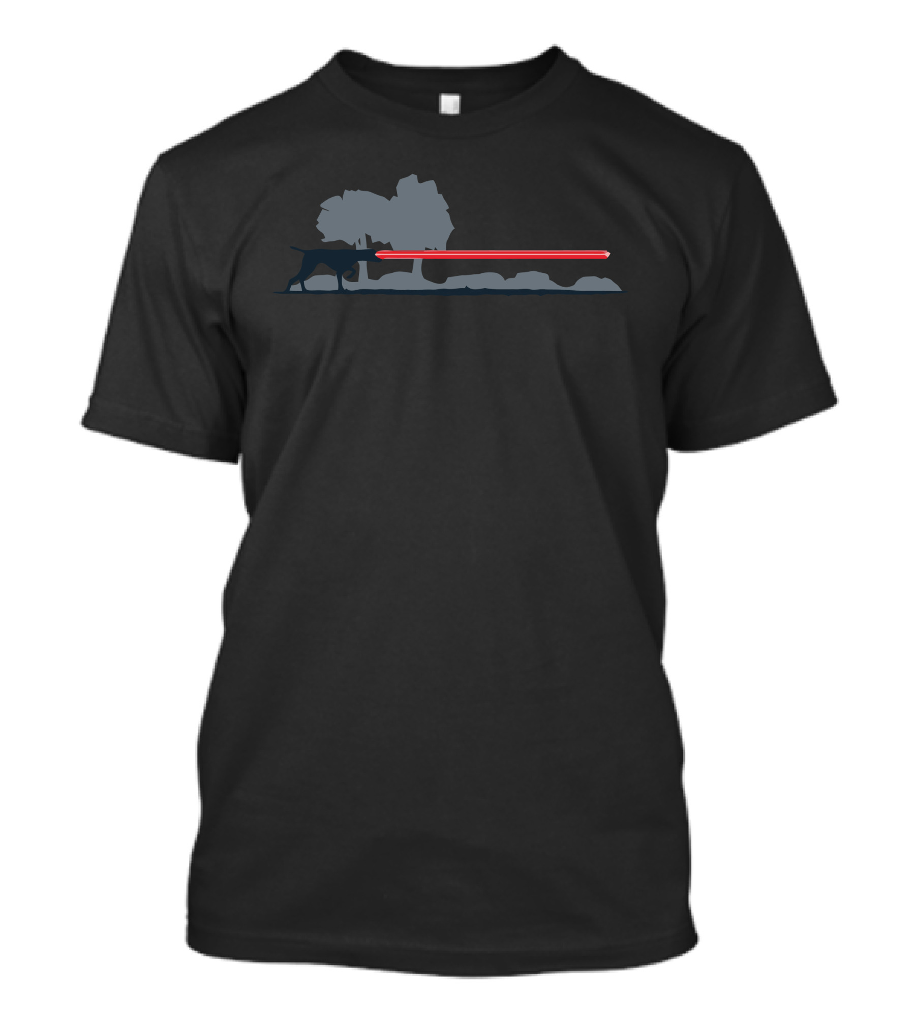 Cat Chasing Laser Beam In Dark Forest T-Shirt