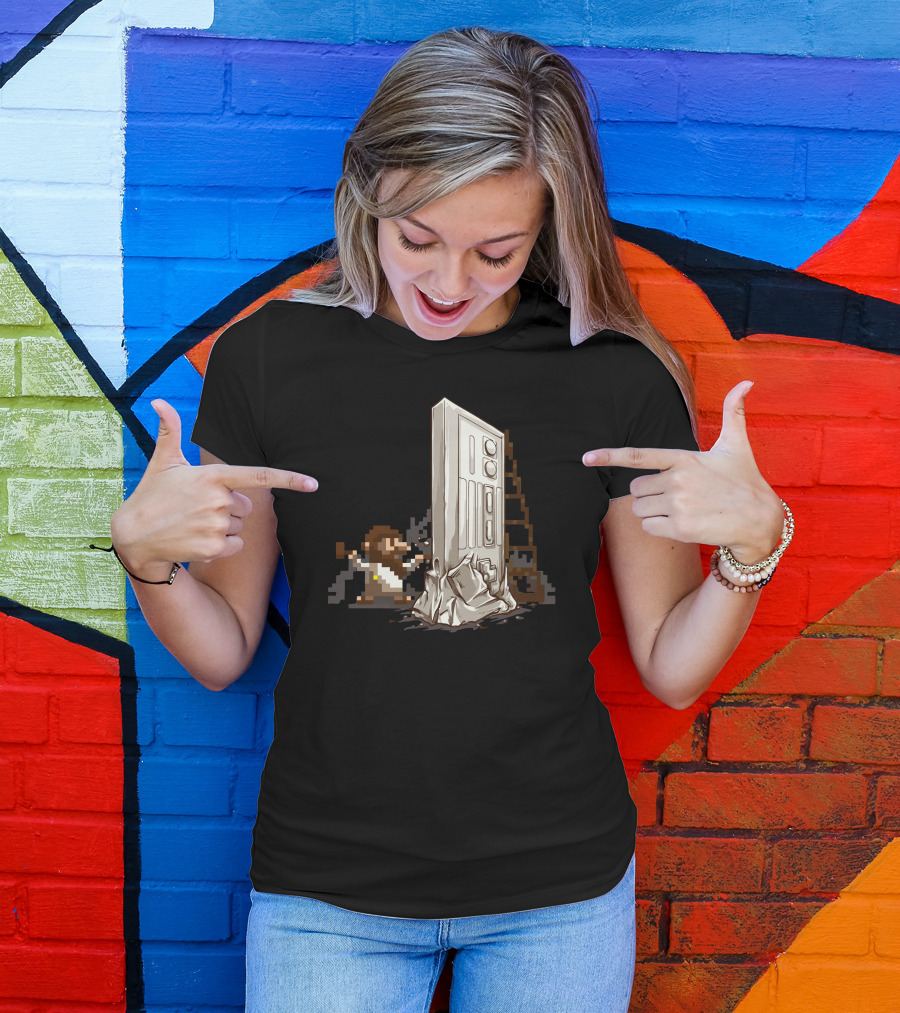 Le Nesaissance Pixel Art Arcade Cabinet Statue T-Shirt