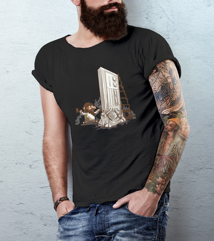 Le Nesaissance Pixel Art Arcade Cabinet Statue T-Shirt