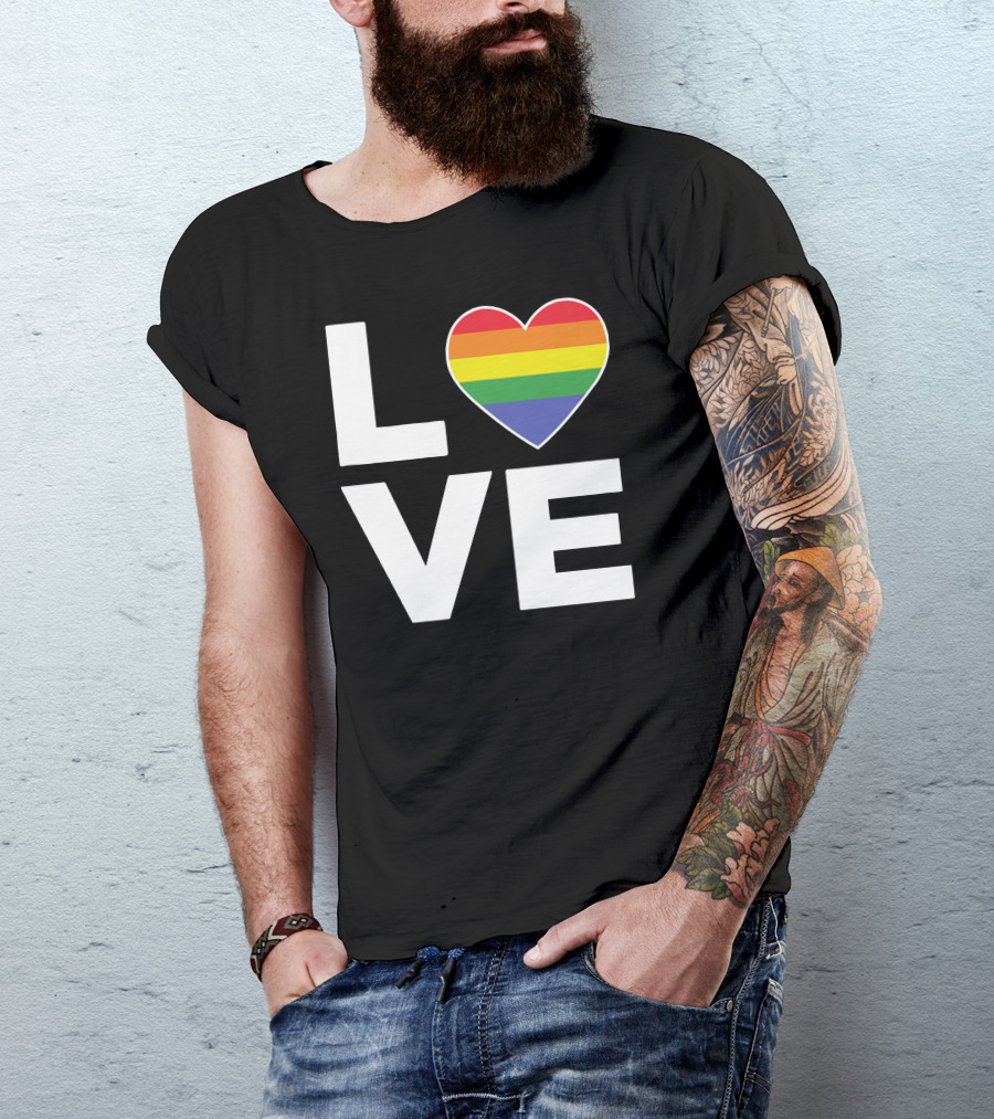 Love Heart Rainbow LGBT T-Shirt
