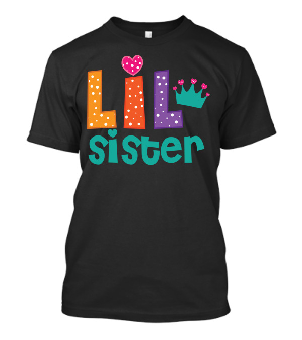 Lil Sister Polka Dots Heart Crown T-Shirt