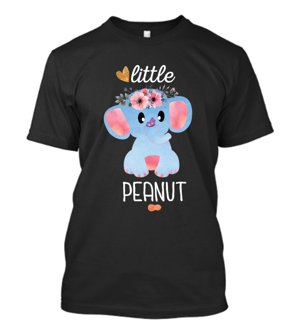 Little Peanut Cute Elephant With Floral Crown And Heart T-Shirt