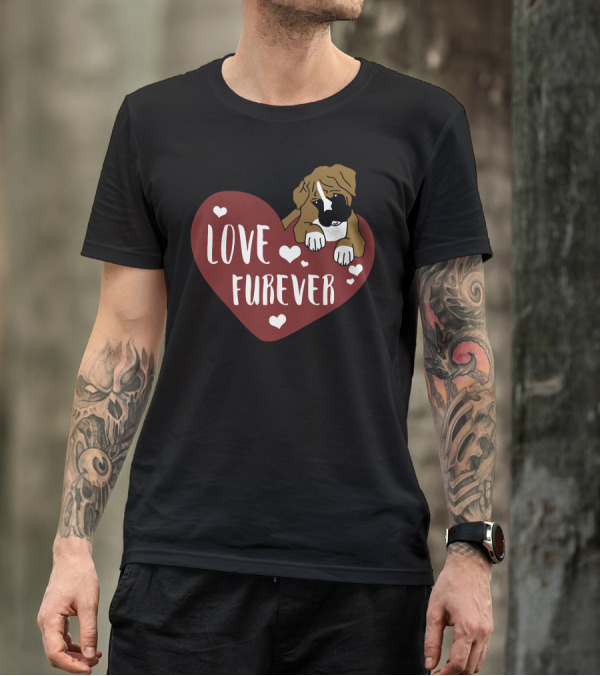 LOVE FUREVER Heart Dogs And Paw Prints T-Shirt