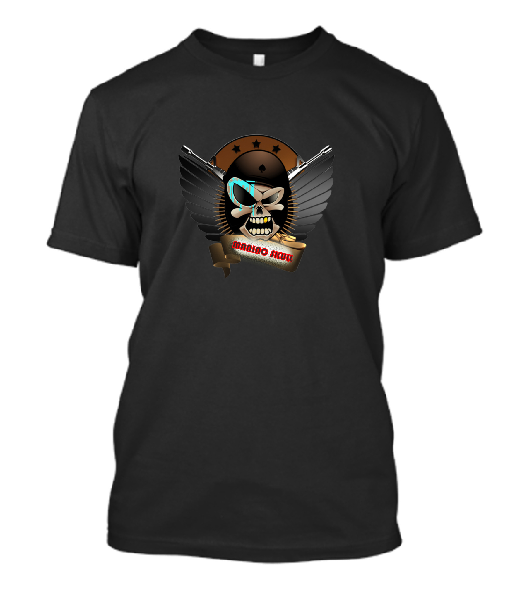Maniac Skull Winged Guns Emblem T-Shirt