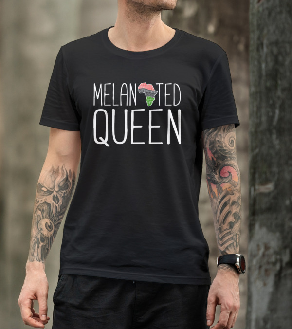 MELANATED QUEEN African Map Red Black Green T-Shirt