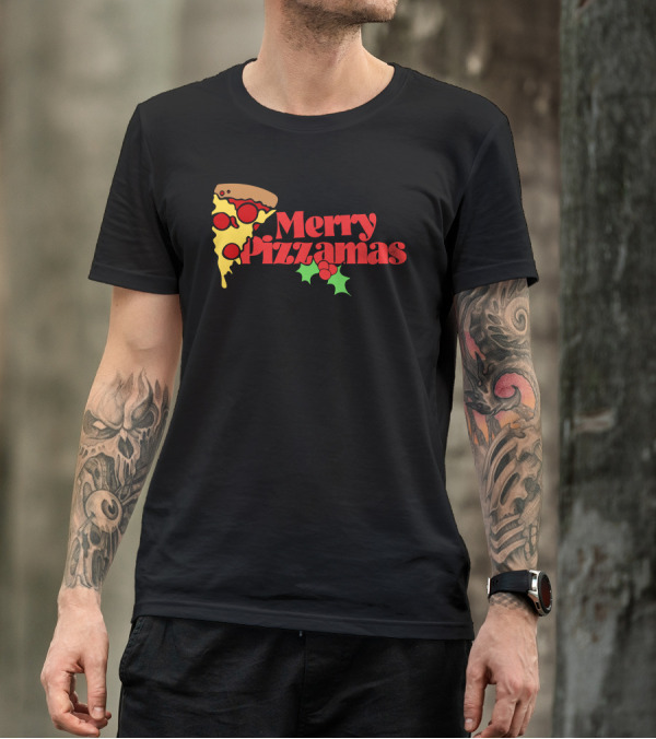 Merry Pizzamas Pizza Slice With Holly T-Shirt