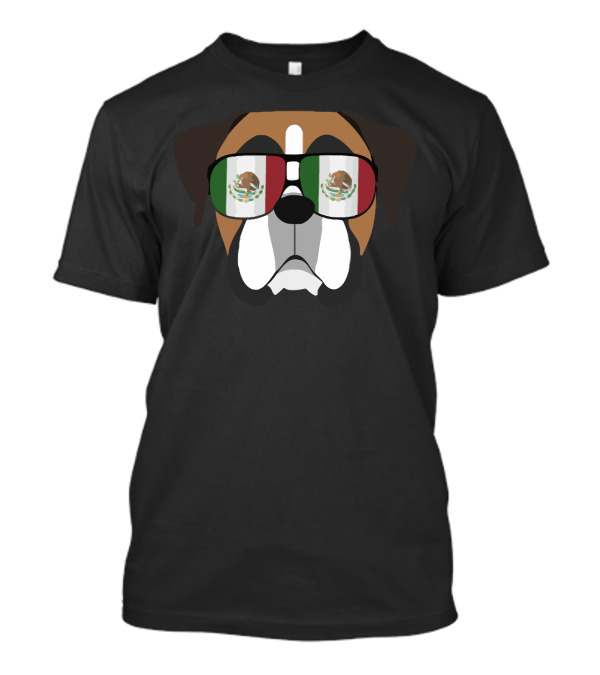 Mexican Boxer Dog With Flag Sunglasses T-Shirt