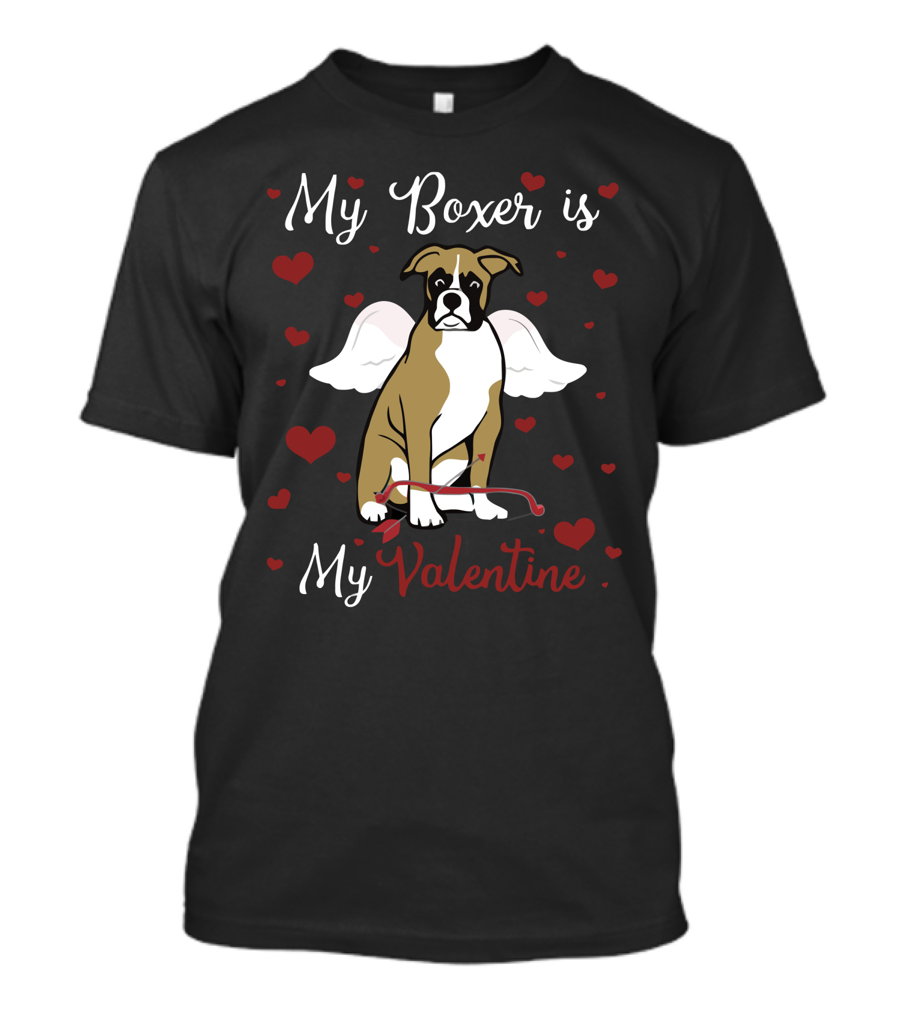 My Boxer Is My Valentine Cupid Dog With Hearts And Wings T-Shirt