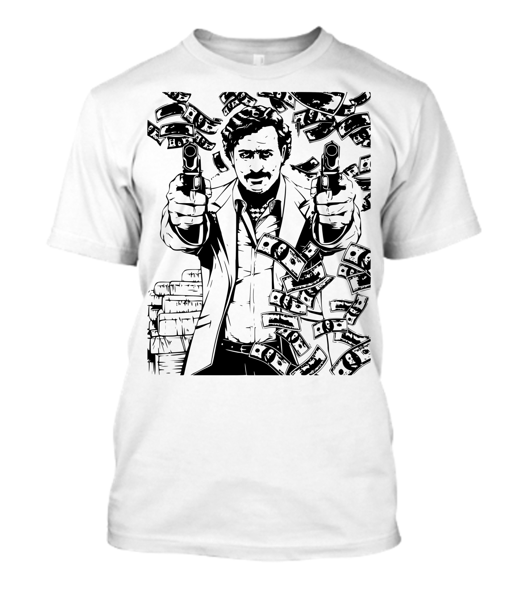 Narco Money Guns Character Scene T-Shirt