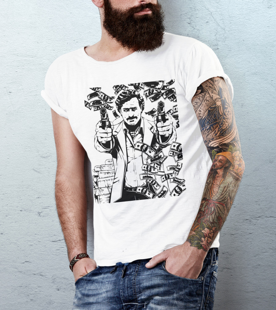 Narco Money Guns Character Scene T-Shirt