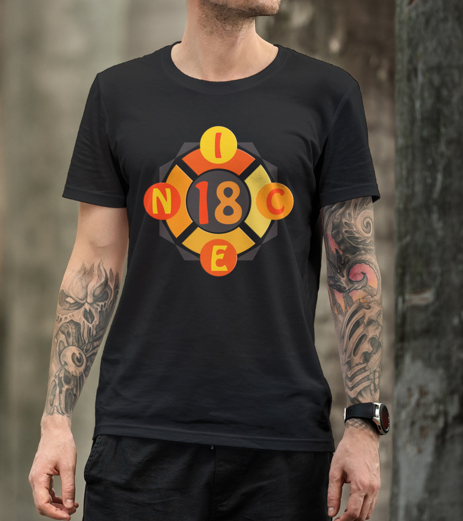 Nice 18 N I C E In Orange Circles T-Shirt