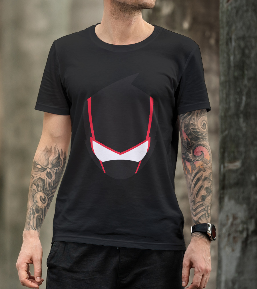 Ninja Mask On Bold Red Black Angular Lines T-Shirt