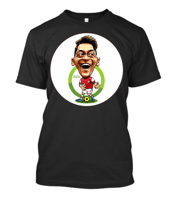 Ozil Arsenal Caricature With Soccer Ball And Green Circle T-Shirt