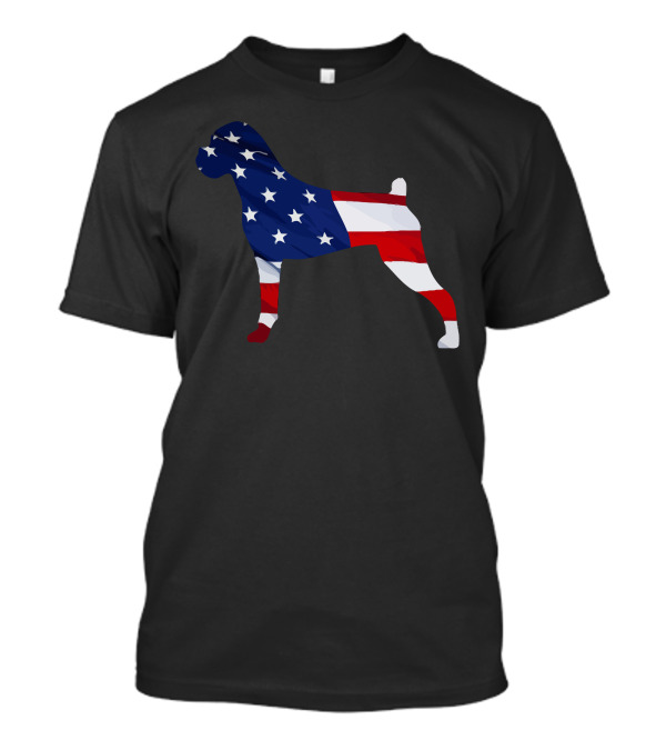 American Flag Themed Patriotic Boxer Dog T-Shirt