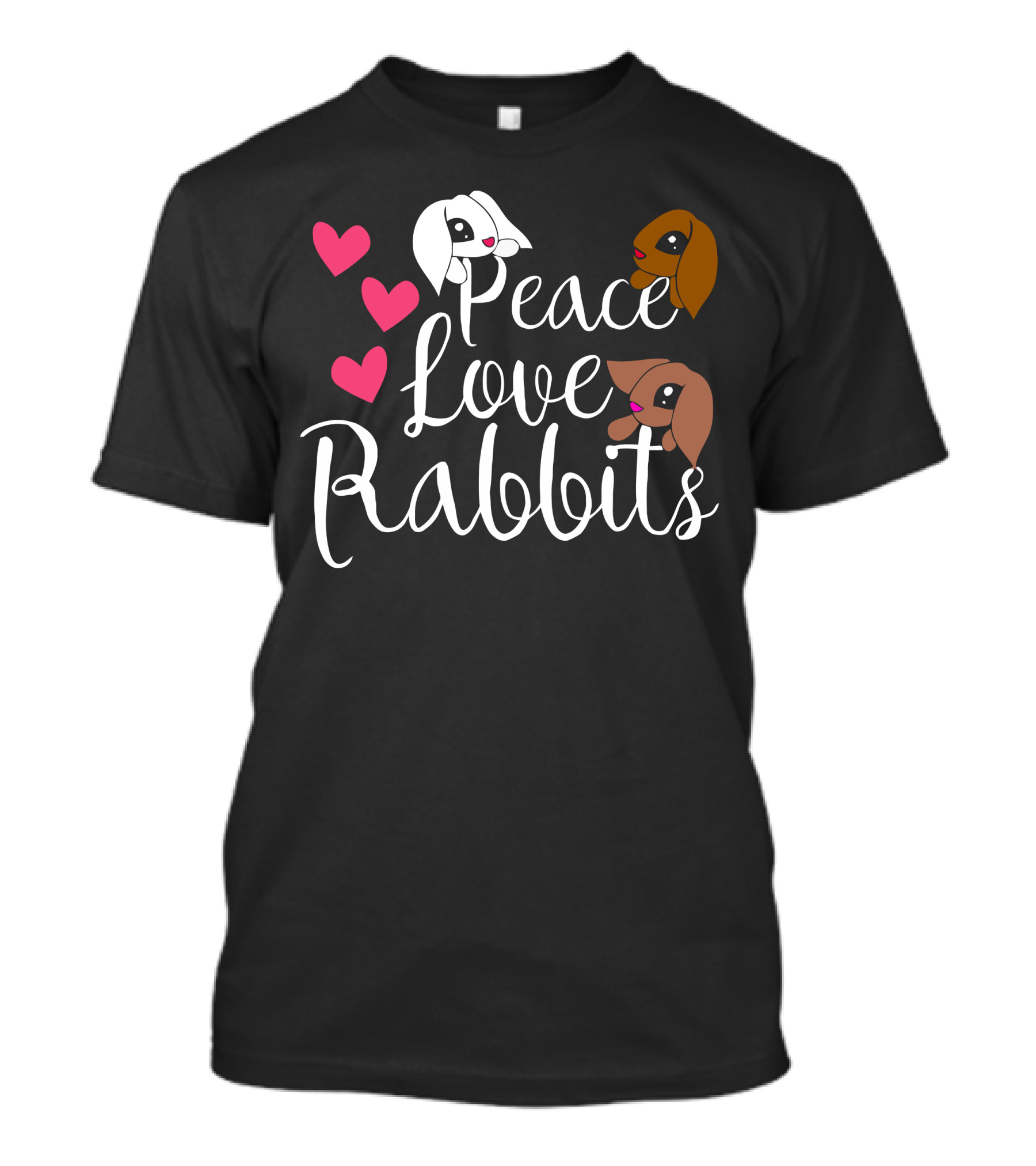 Peace Love Rabbits Hearts Cartoon Bunnies T-Shirt